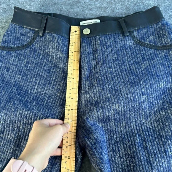 Manier De Voir Womens Knit Straight Leg Pants US 10 Blue Ribbed Tapered 760 - Picture 9 of 16